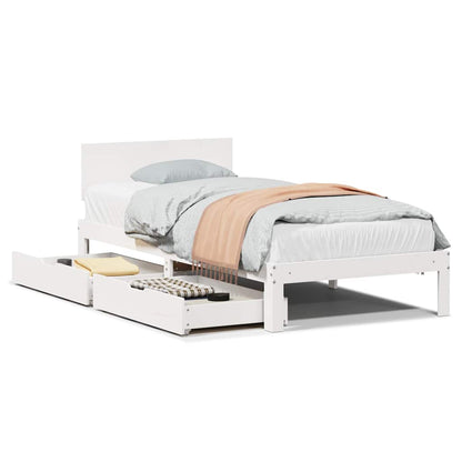 Giroletto con Cassetti Bianco 75x190 cm Legno Massello di Pino