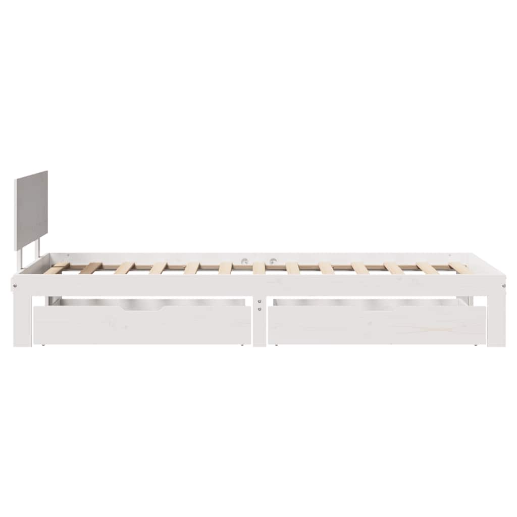 Giroletto con Cassetti Bianco 90x190 cm Legno Massello di Pino