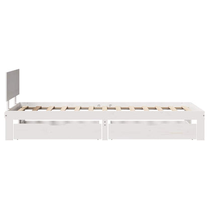Giroletto con Cassetti Bianco 90x190 cm Legno Massello di Pino