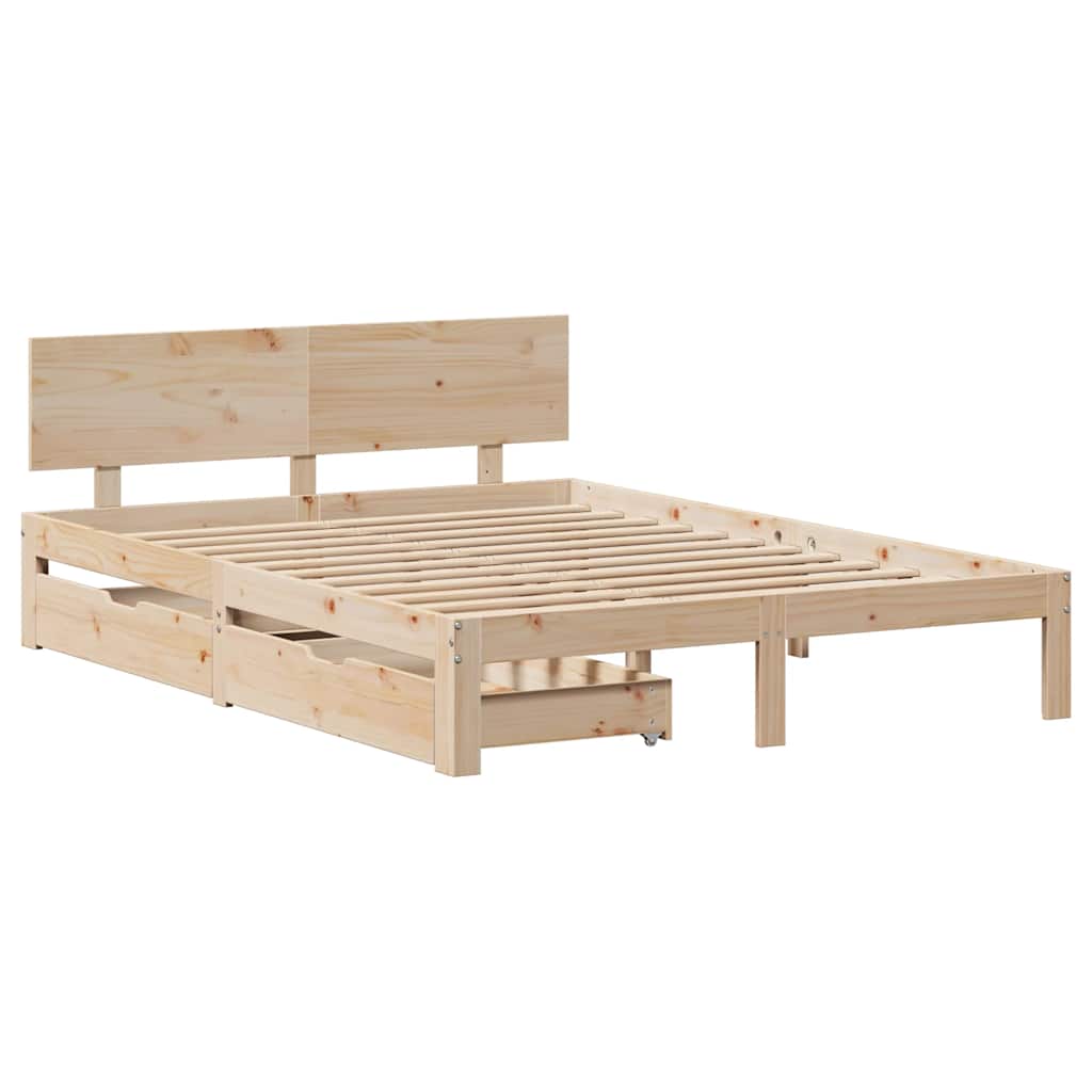 Giroletto con Cassetti 140x200 cm in Legno Massello di Pino