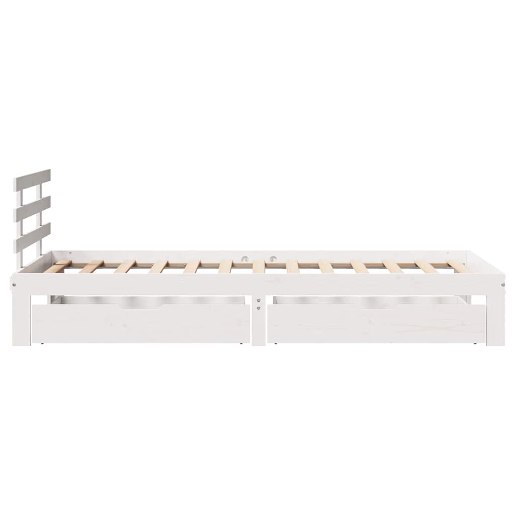 Giroletto con Cassetti Bianco 75x190 cm Legno Massello di Pino