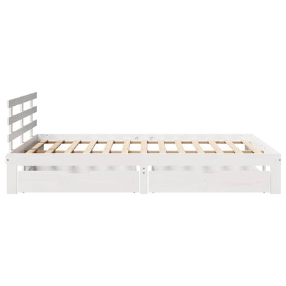 Giroletto con Cassetti Bianco 135x190 cm Legno Massello di Pino
