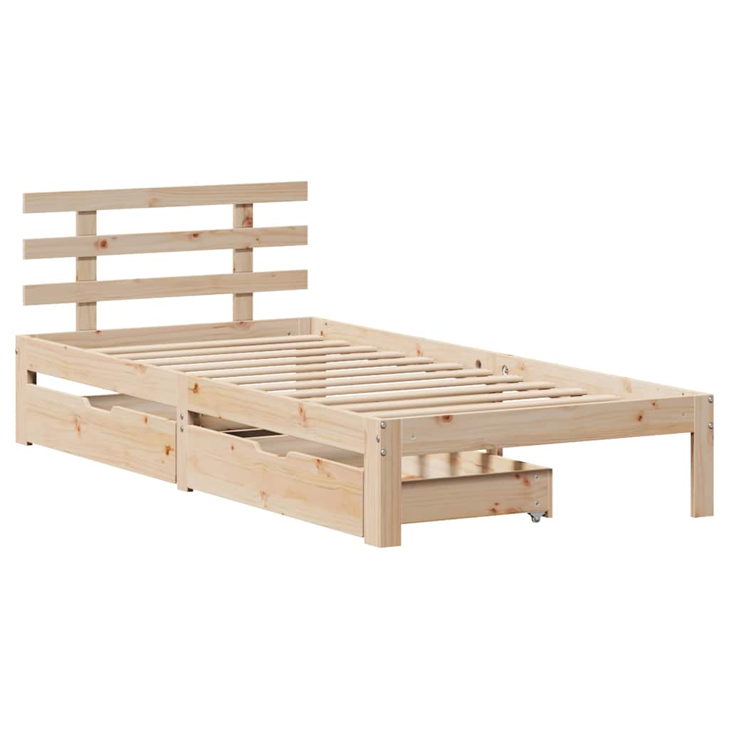 Giroletto con Cassetti 90x200 cm in Legno Massello di Pino