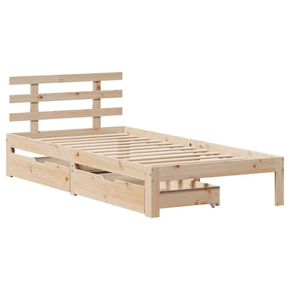 Giroletto con Cassetti 90x200 cm in Legno Massello di Pino