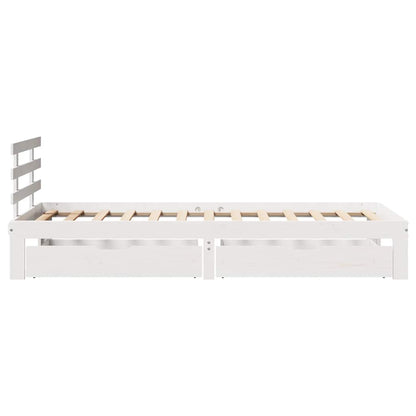 Giroletto con Cassetti Bianco 100x200 cm Legno Massello di Pino
