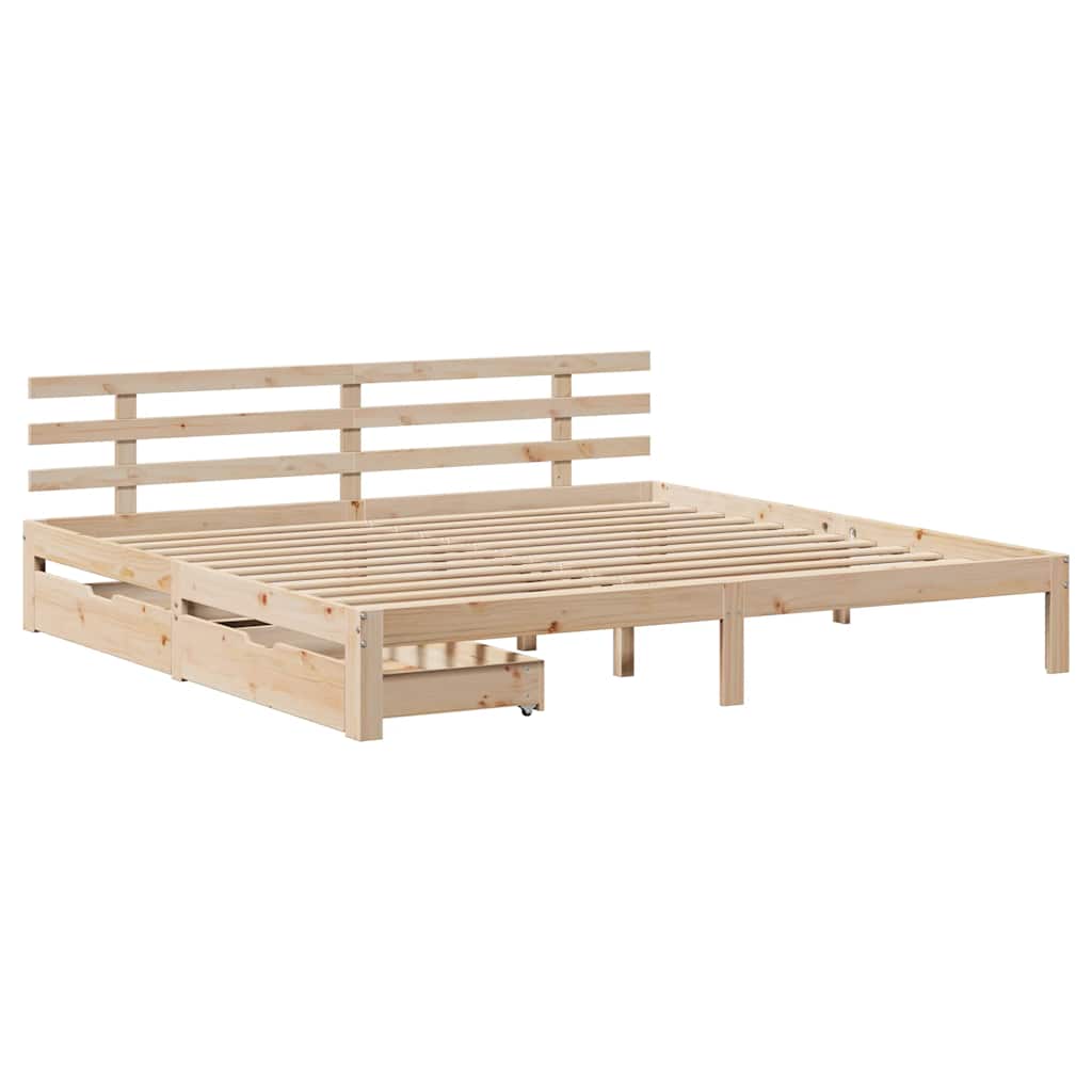 Giroletto con Cassetti 200x200 cm in Legno Massello di Pino