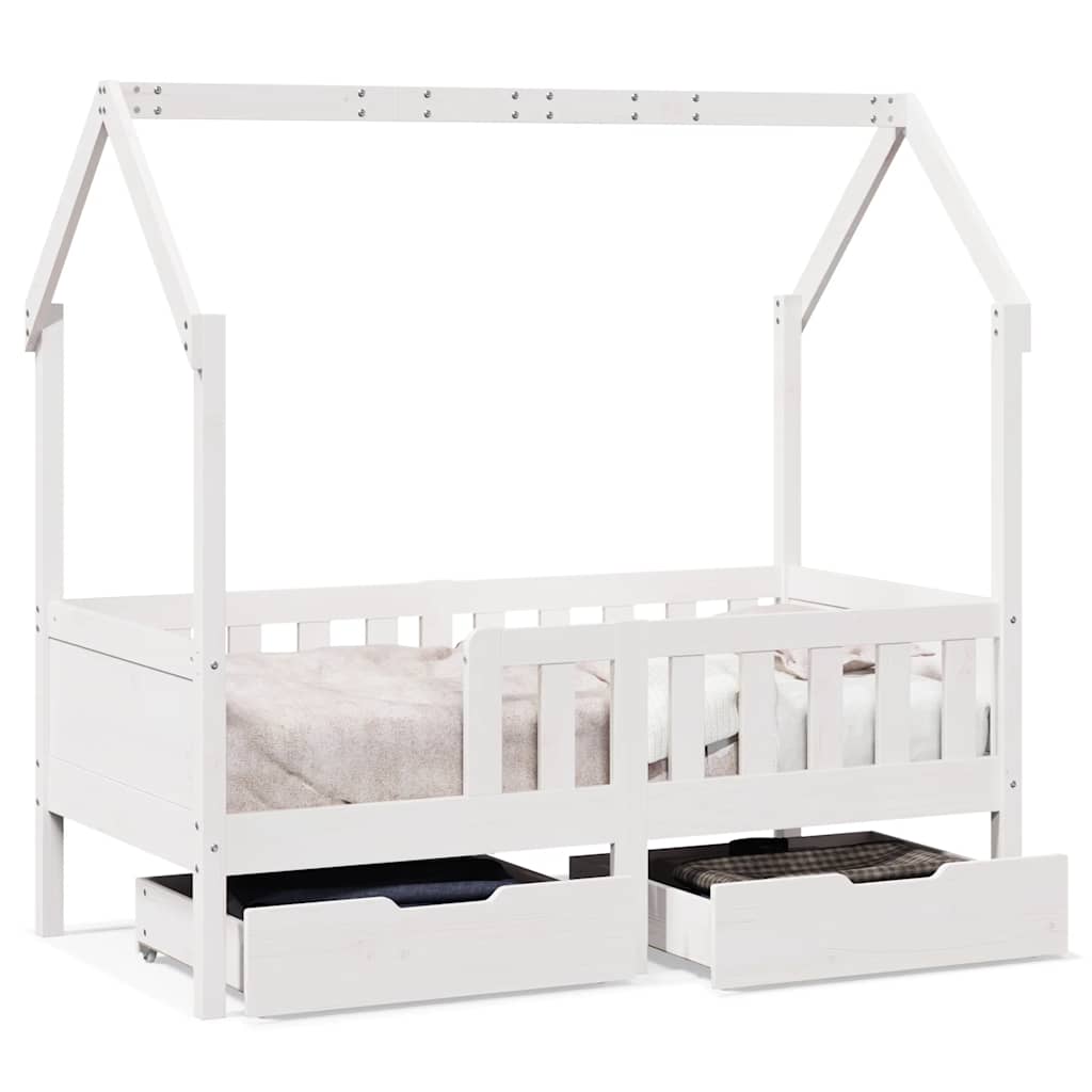 Giroletto per Bambini con Cassetti 80x170cm Legno Massello Pino