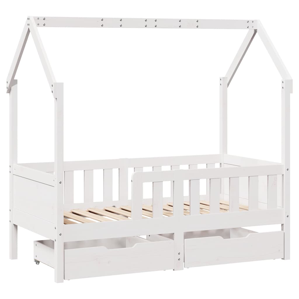 Giroletto per Bambini con Cassetti 80x170cm Legno Massello Pino