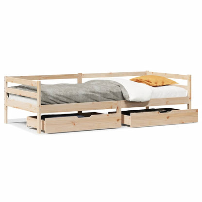 Dormeuse con Cassetti 80x200 cm in Legno Massello di Pino