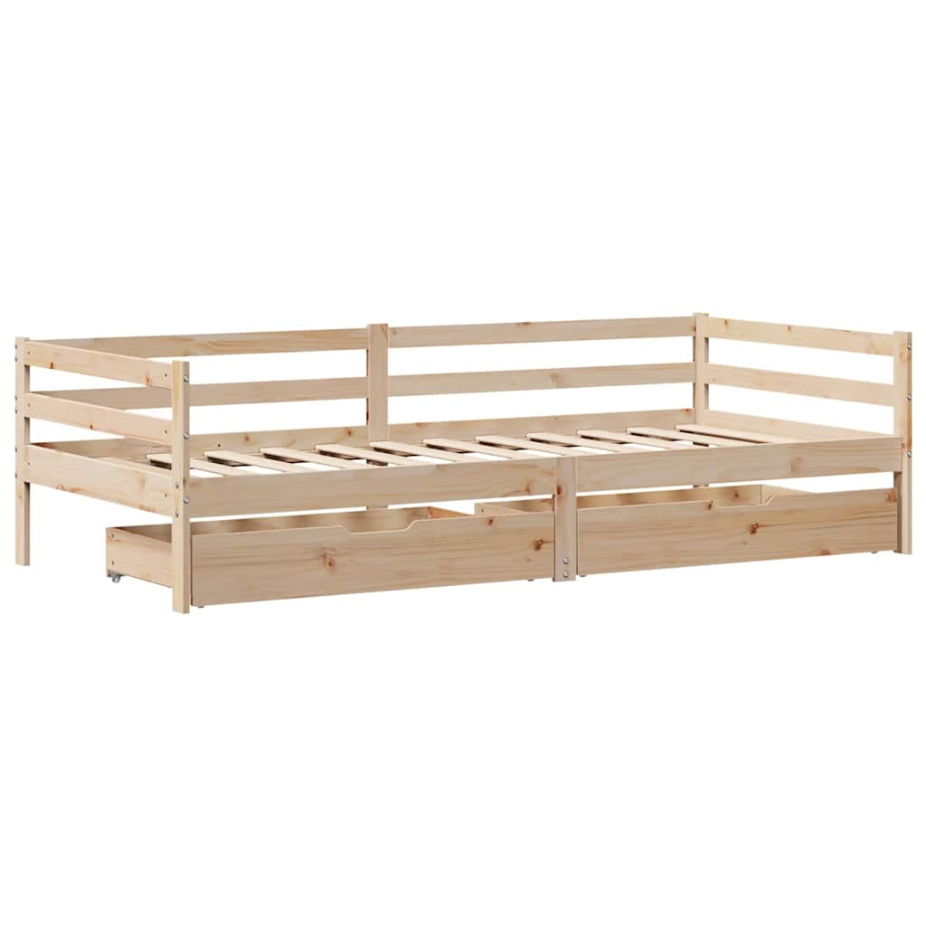 Dormeuse con Cassetti 80x200 cm in Legno Massello di Pino