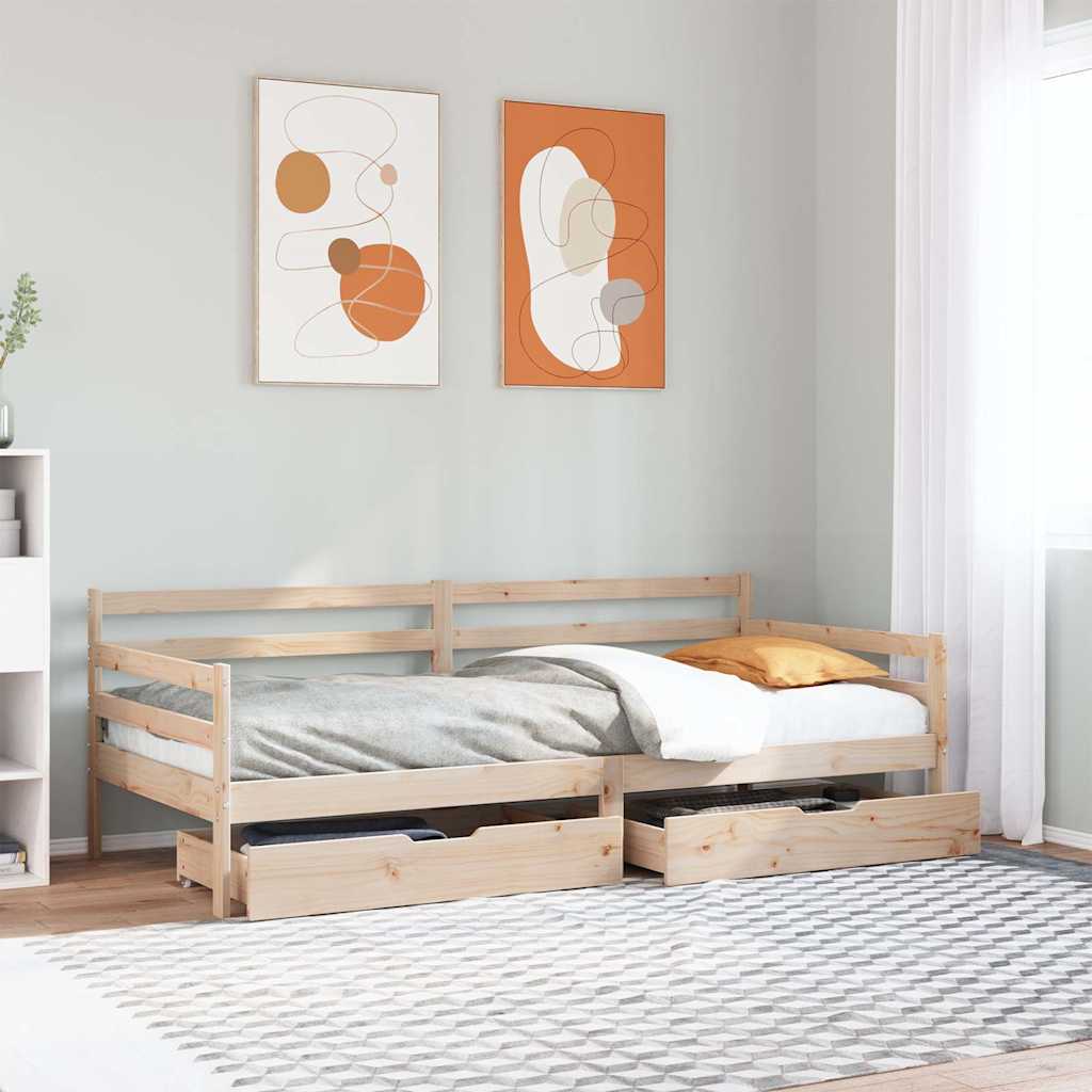 Dormeuse con Cassetti 90x190 cm in Legno Massello Pino