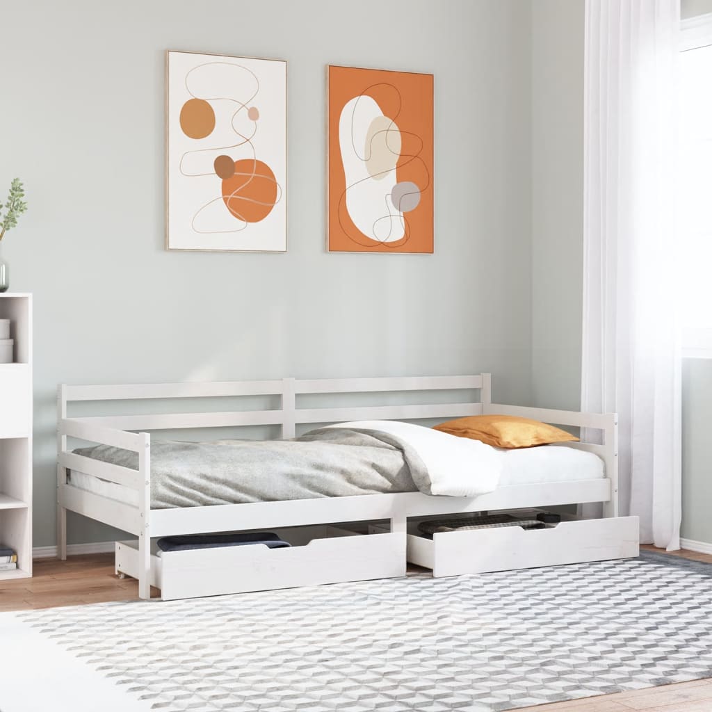 Dormeuse con Cassetti 80x200 cm in Legno Massello di Pino