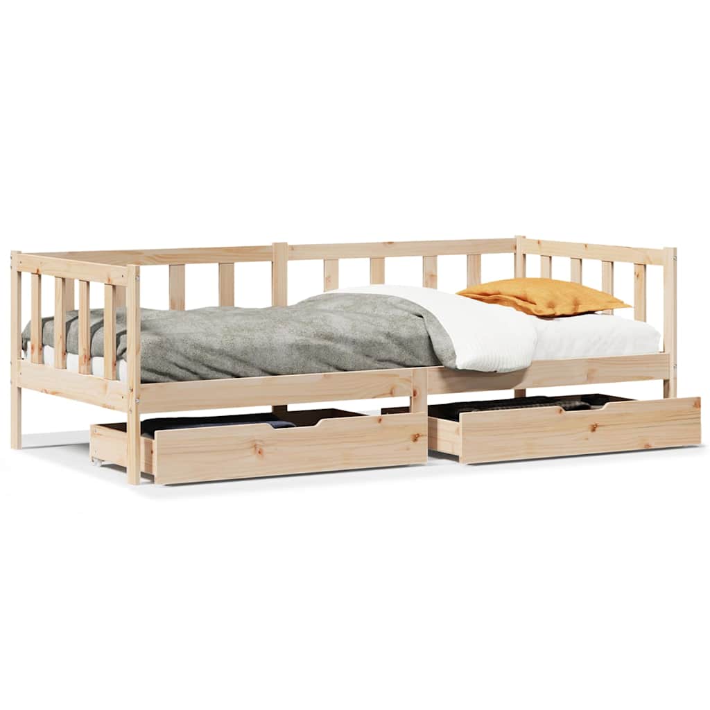 Dormeuse con Cassetti 80x200 cm in Legno Massello di Pino