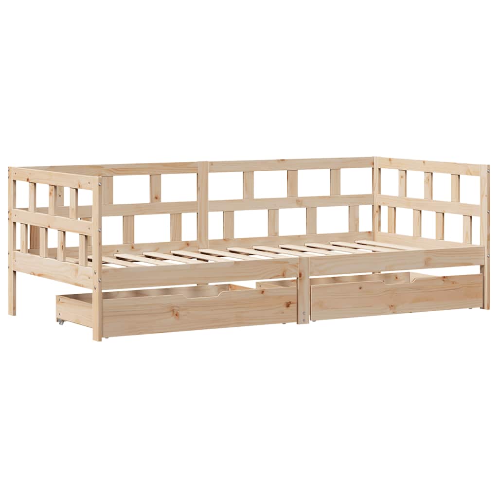 Dormeuse con Cassetti 90x200 cm Legno Massello Pino