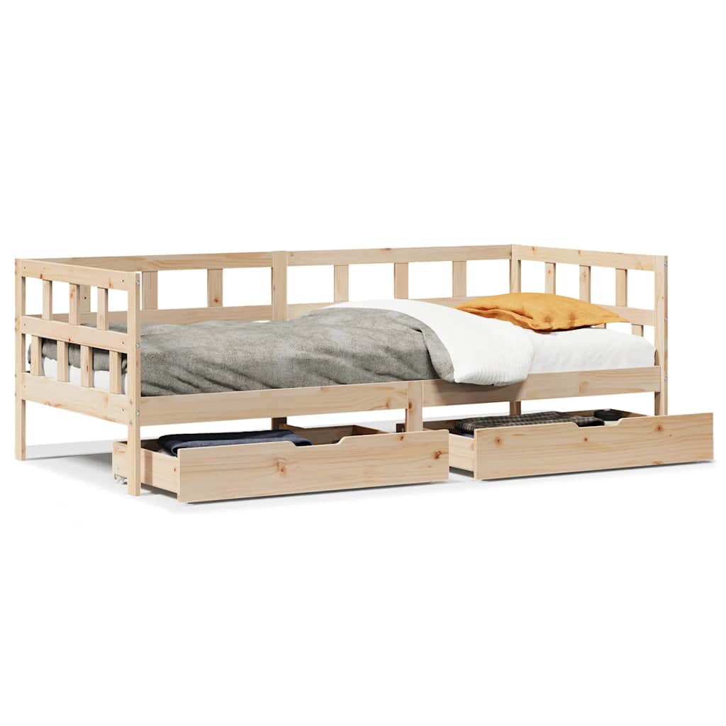 Dormeuse con Cassetti 90x190 cm in Legno Massello Pino