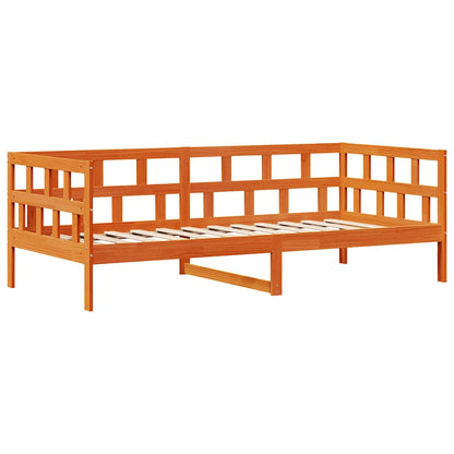 Divano Letto con Cassetti Marrone Cera 80x200 cm Massello Pino