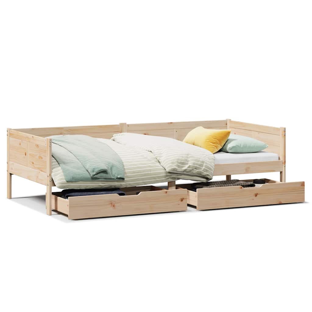 Dormeuse con Cassetti 80x200 cm in Legno Massello di Pino