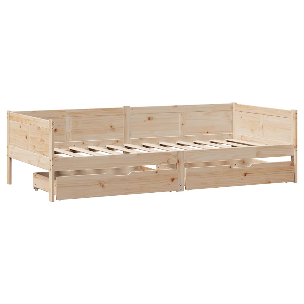 Dormeuse con Cassetti 80x200 cm in Legno Massello di Pino
