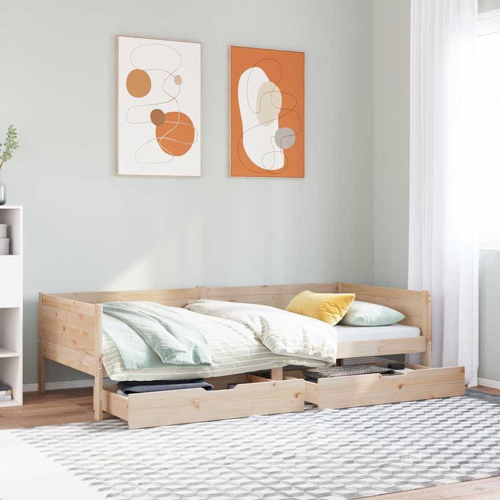 Dormeuse con Cassetti 80x200 cm in Legno Massello di Pino