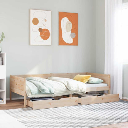 Dormeuse con Cassetti 80x200 cm in Legno Massello di Pino