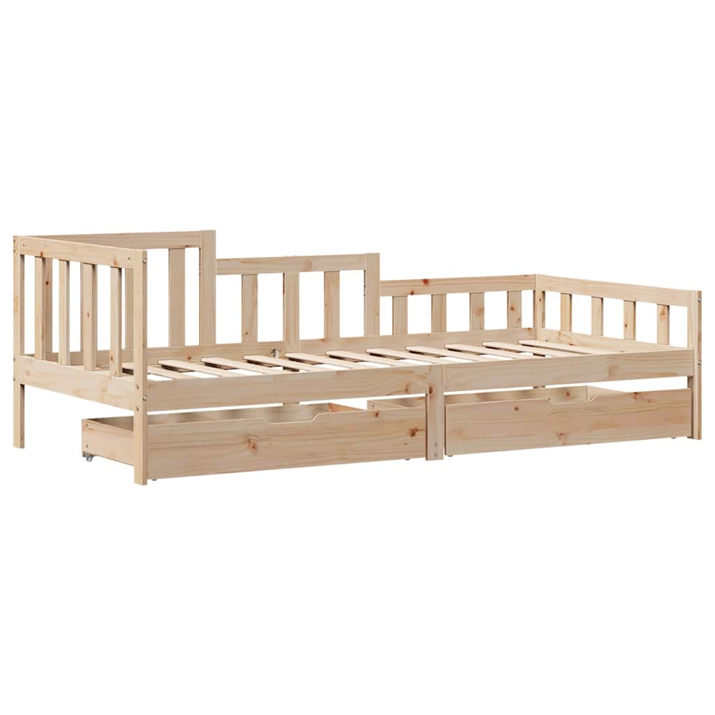 Dormeuse con Cassetti 90x200 cm Legno Massello Pino