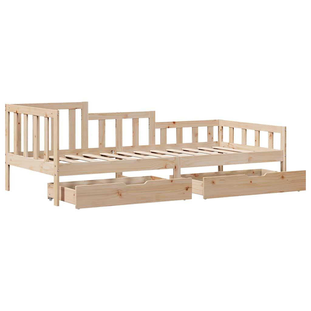 Dormeuse con Cassetti 90x200 cm Legno Massello Pino