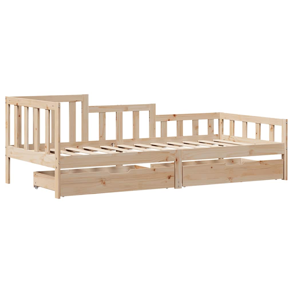 Dormeuse con Cassetti 90x190 cm in Legno Massello Pino