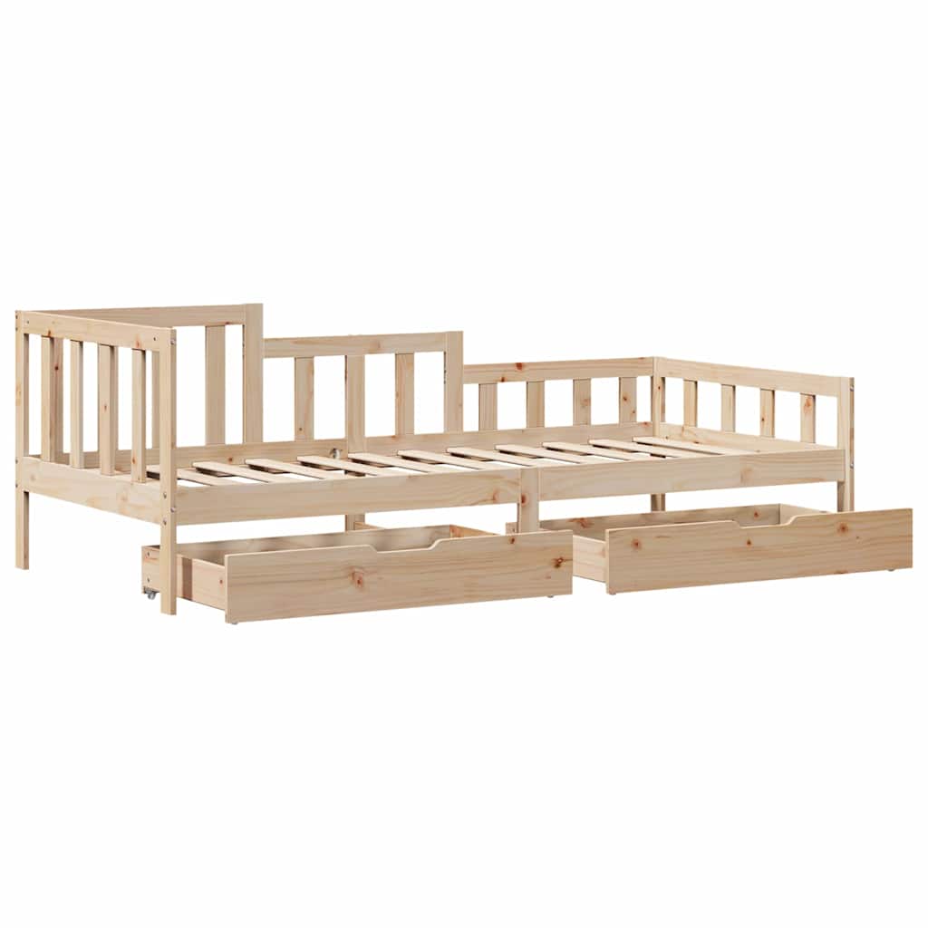Dormeuse con Cassetti 90x190 cm in Legno Massello Pino