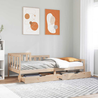 Dormeuse con Cassetti 90x190 cm in Legno Massello Pino