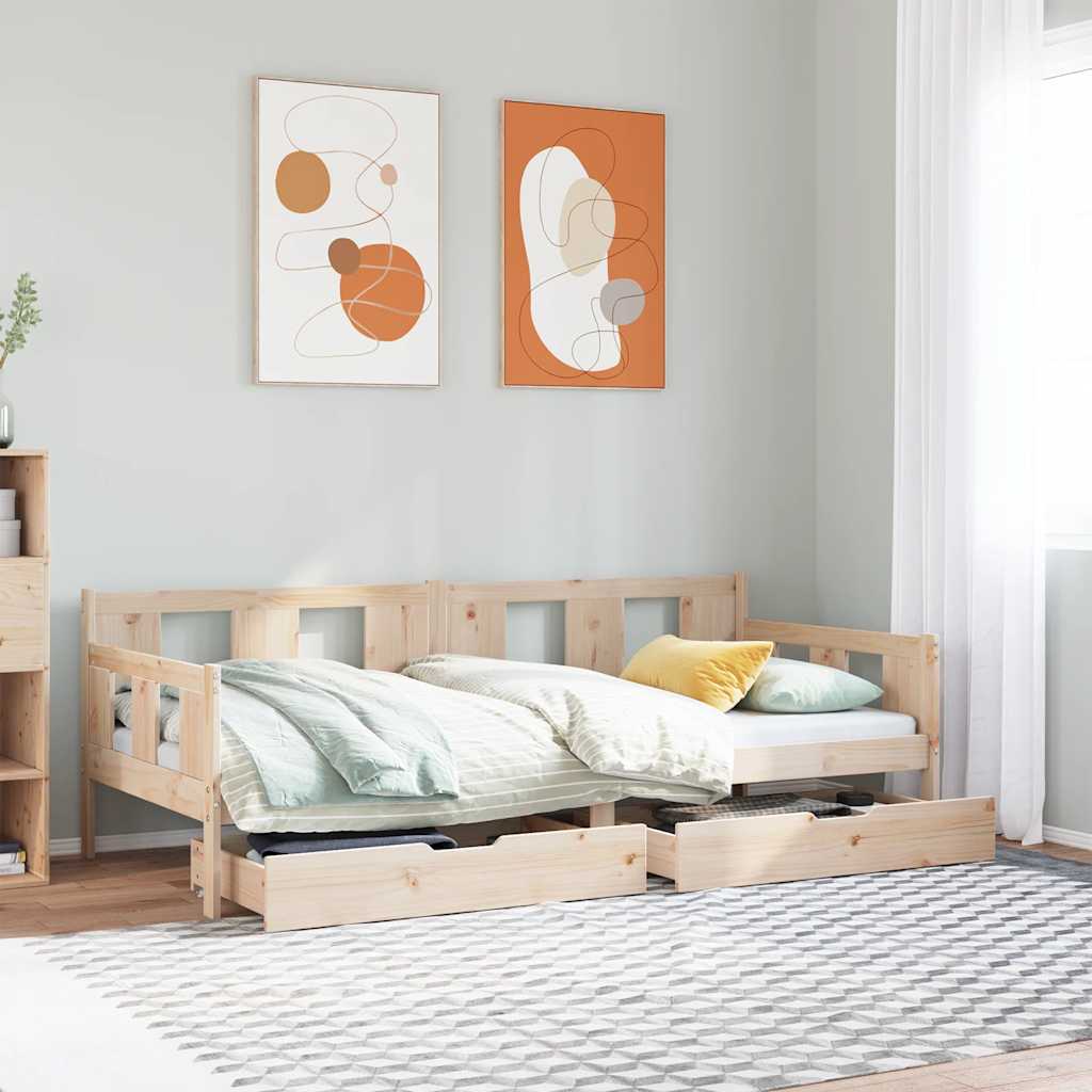 Dormeuse con Cassetti 90x200 cm Legno Massello Pino