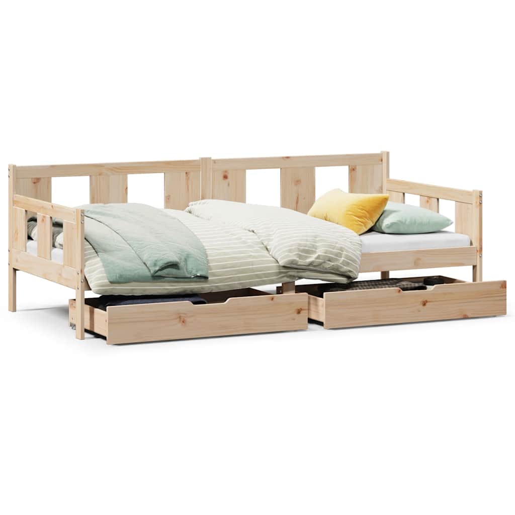 Dormeuse con Cassetti 80x200 cm in Legno Massello di Pino