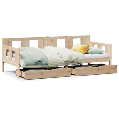 Dormeuse con Cassetti 80x200 cm in Legno Massello di Pino