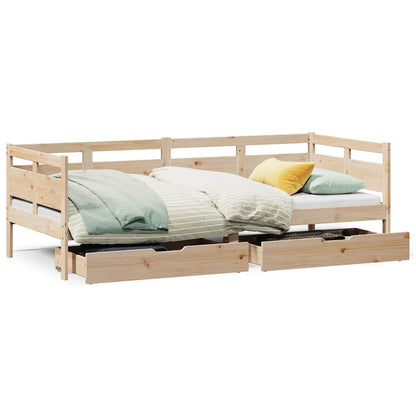 Dormeuse con Cassetti 90x190 cm in Legno Massello Pino