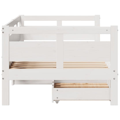Dormeuse con Cassetti Bianco 90x190 cm Legno Massello di Pino