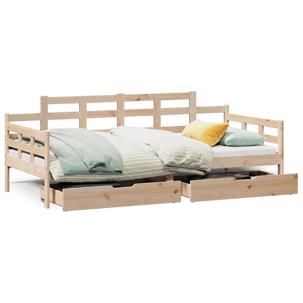 Dormeuse con Cassetti 80x200 cm in Legno Massello di Pino