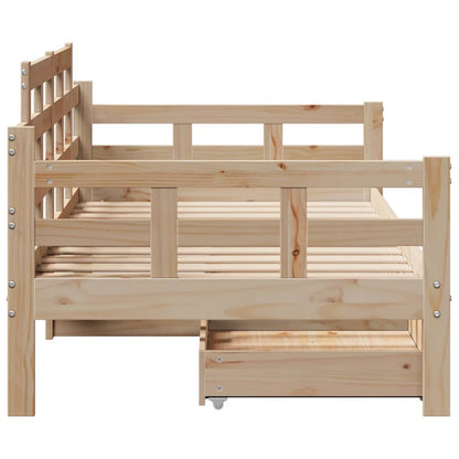 Dormeuse con Cassetti 80x200 cm in Legno Massello di Pino