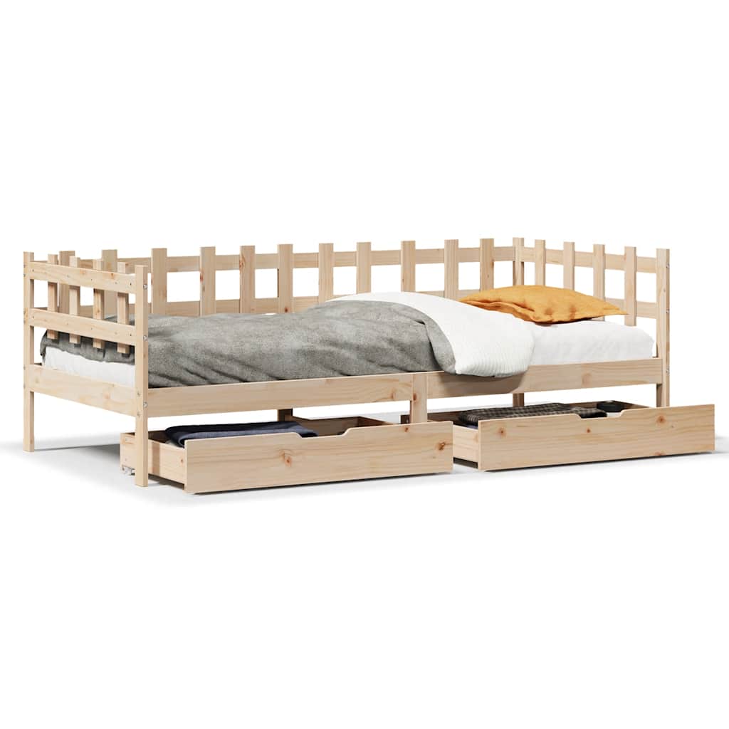 Dormeuse con Cassetti 90x200 cm Legno Massello Pino
