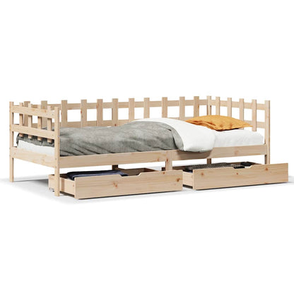Dormeuse con Cassetti 90x200 cm Legno Massello Pino