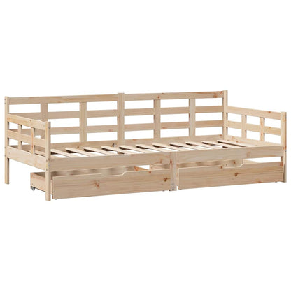 Dormeuse con Cassetti 90x200 cm Legno Massello Pino