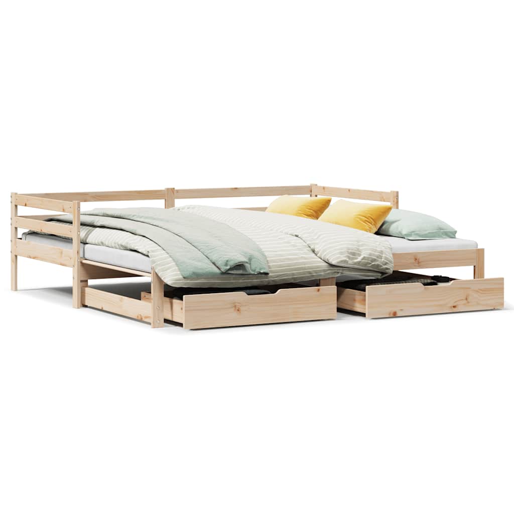 Dormeuse con Cassetti 90x200 cm Legno Massello Pino
