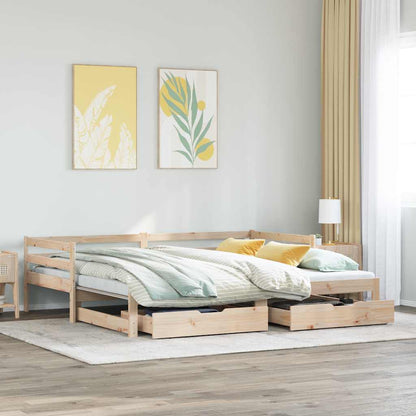 Dormeuse con Cassetti 90x200 cm Legno Massello Pino