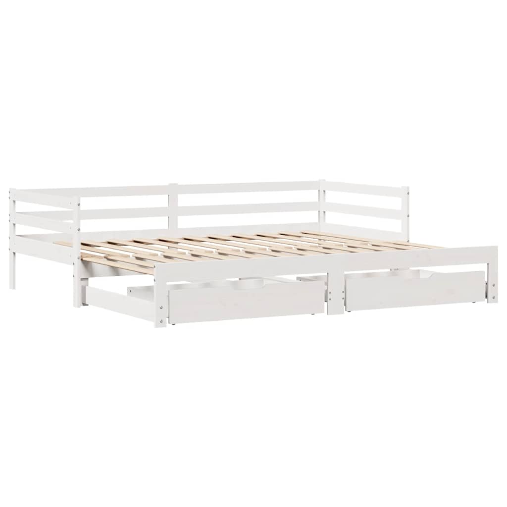 Letto Estraibile con Cassetti senza Materasso Bianco 90x190 cm