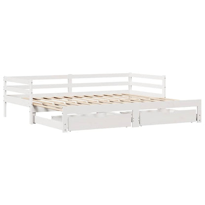 Letto Estraibile con Cassetti senza Materasso Bianco 90x190 cm