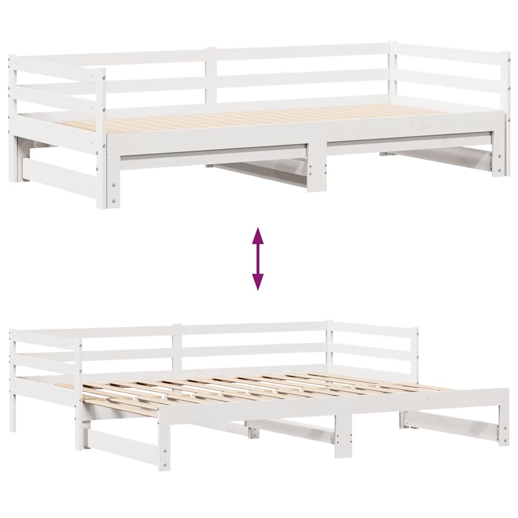 Letto Estraibile con Cassetti senza Materasso Bianco 80x200 cm