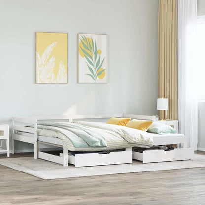 Letto Estraibile con Cassetti senza Materasso Bianco 80x200 cm