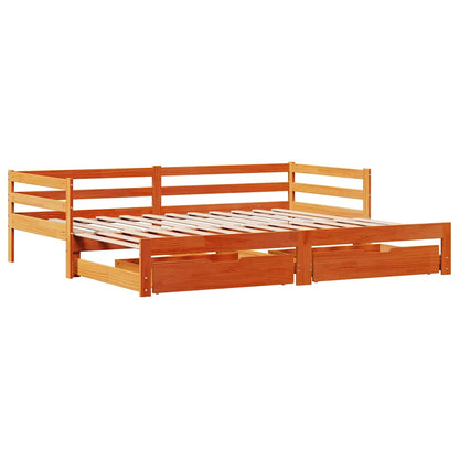 Dormeuse Letto Estraibile e Cassetti Marrone Cera 80x200cm Pino