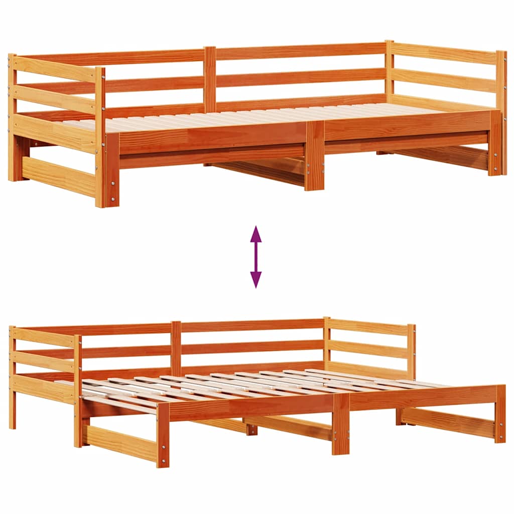 Dormeuse Letto Estraibile e Cassetti Marrone Cera 80x200cm Pino