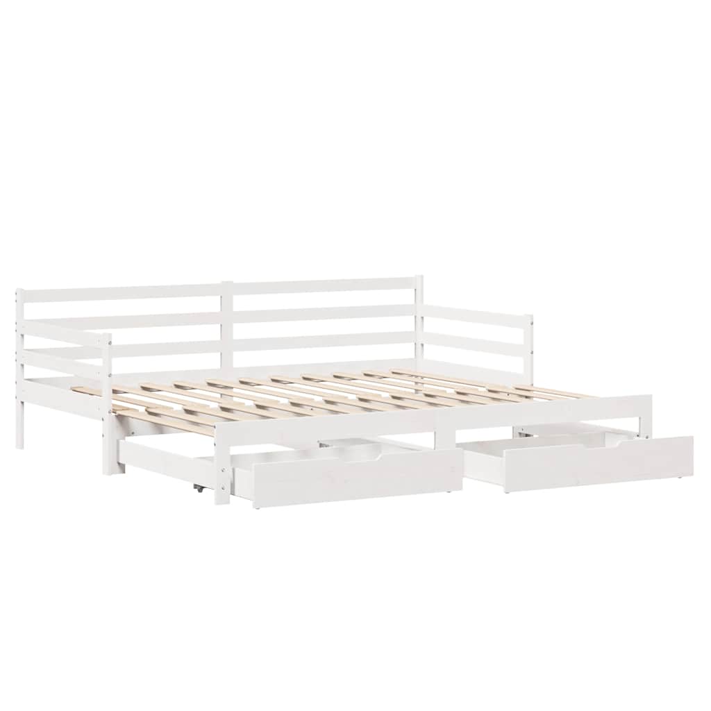 Letto Estraibile con Cassetti senza Materasso Bianco 90x200 cm