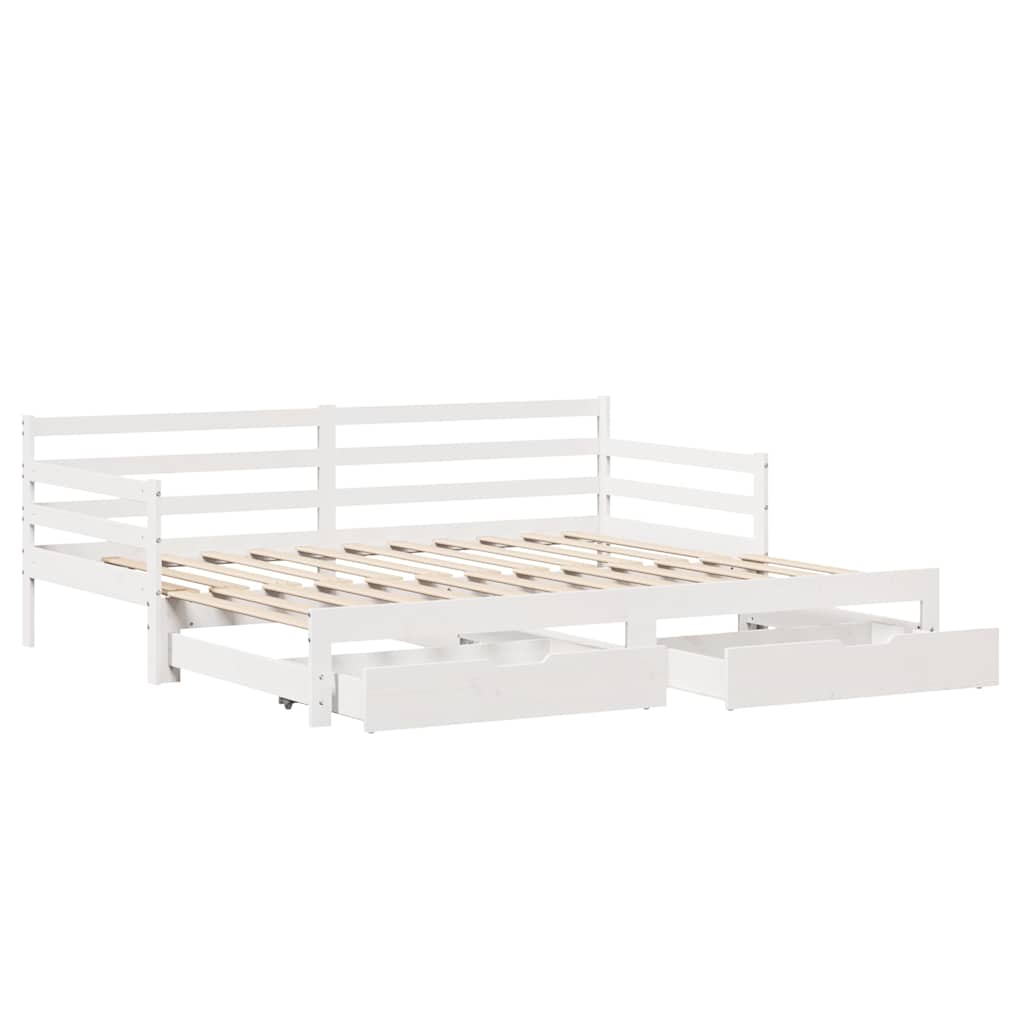 Letto Estraibile con Cassetti senza Materasso Bianco 90x190 cm