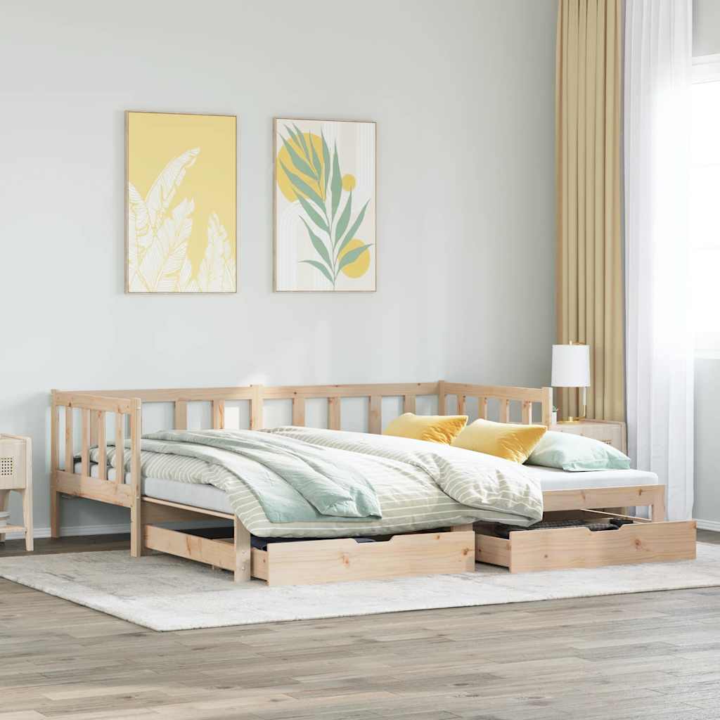 Divano Letto Estraibile con Cassetti senza Materasso 80x200 cm